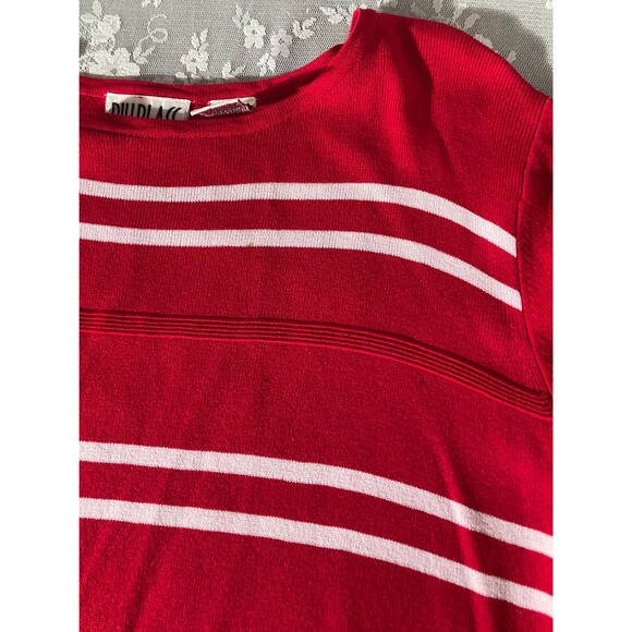 Bill Blass Jeans Vintage 80s Top Red & White Stripe Knit 1980s Retro Size Medium - Picture 7 of 7